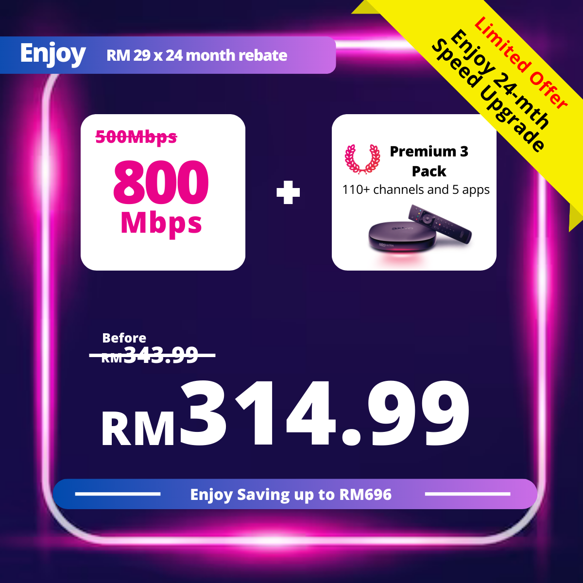 Astro 500Mbps + Premium Pack 3