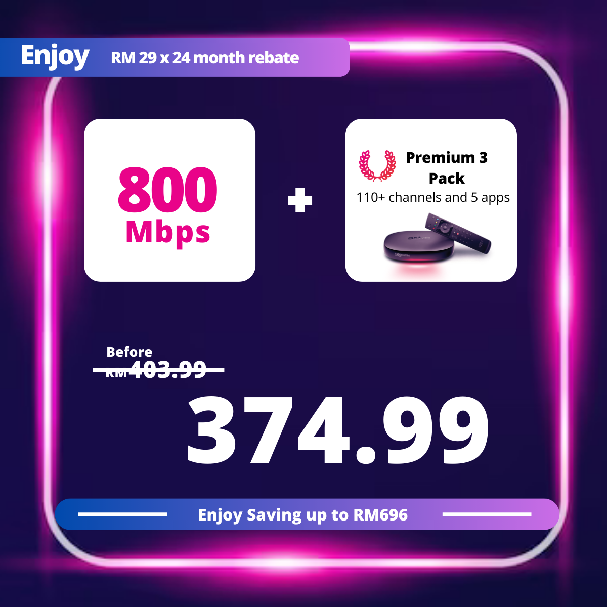 Astro 800Mbps + Premium Pack 3